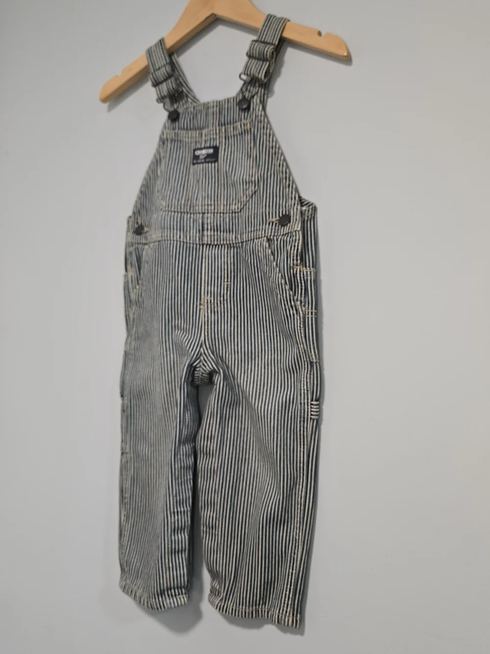 OshKosh B'gosh Striped Kids Overalls - Navy & White